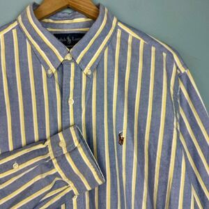 NEW Ralph Lauren Classic Fit Button Down Shirt Mens XL Blue Yellow Long Sleeve